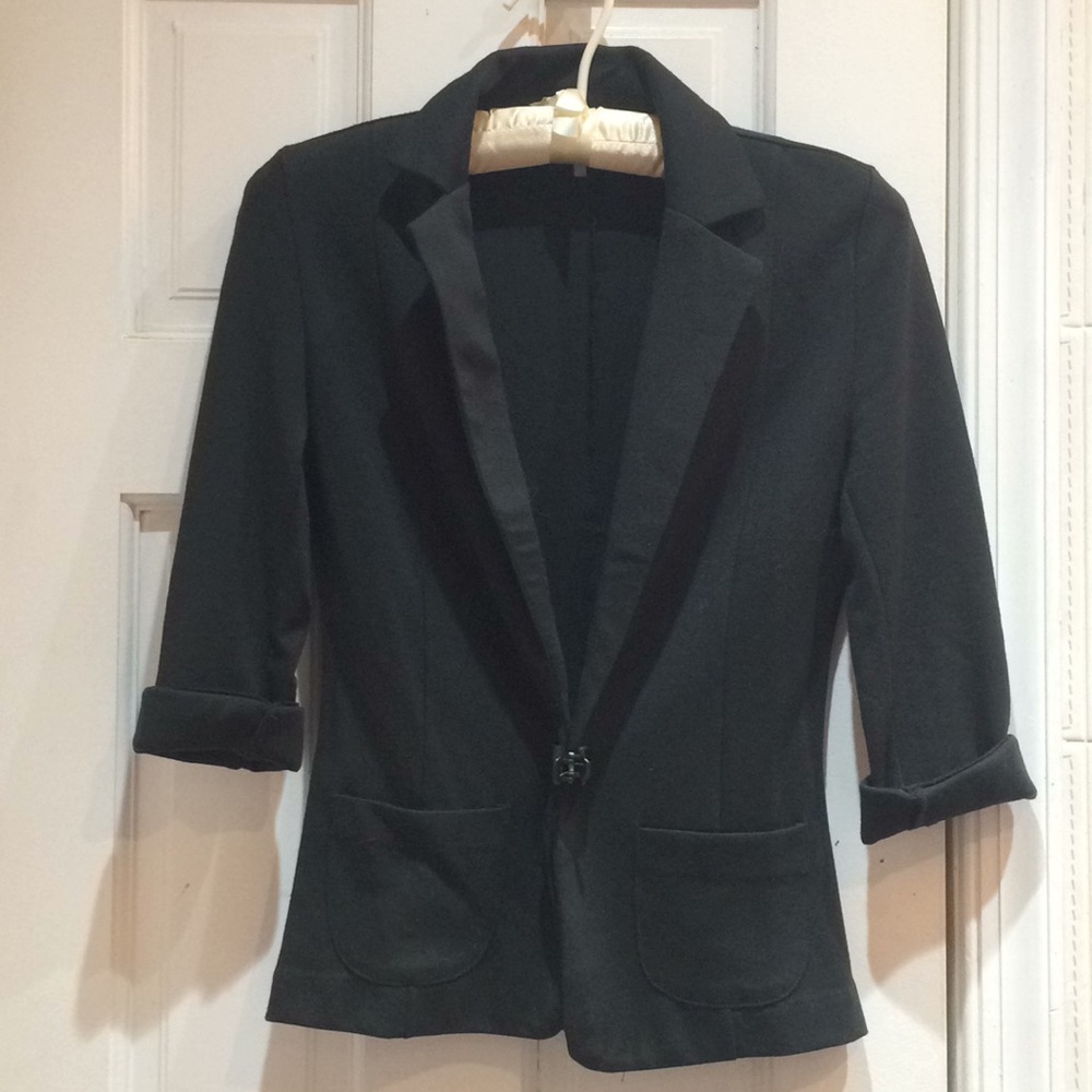 UO Sparkle & Fade Black Soft Open Blazer